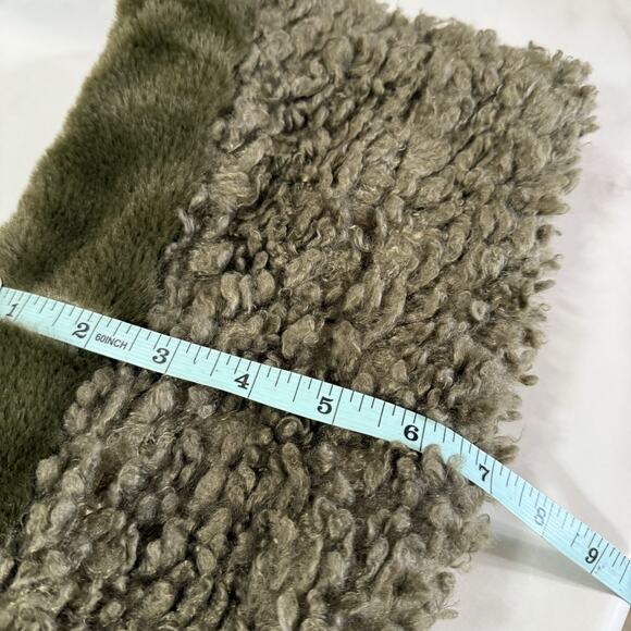 New Anthropologie Mixed Faux Fur Infinity Scarf Dark Olive Green Moss - Picture 10 of 10